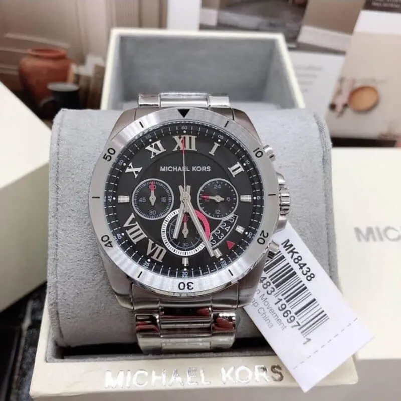 Michael Kors Brecken Black Dial Silver-tone Men's Watch- MK8438
